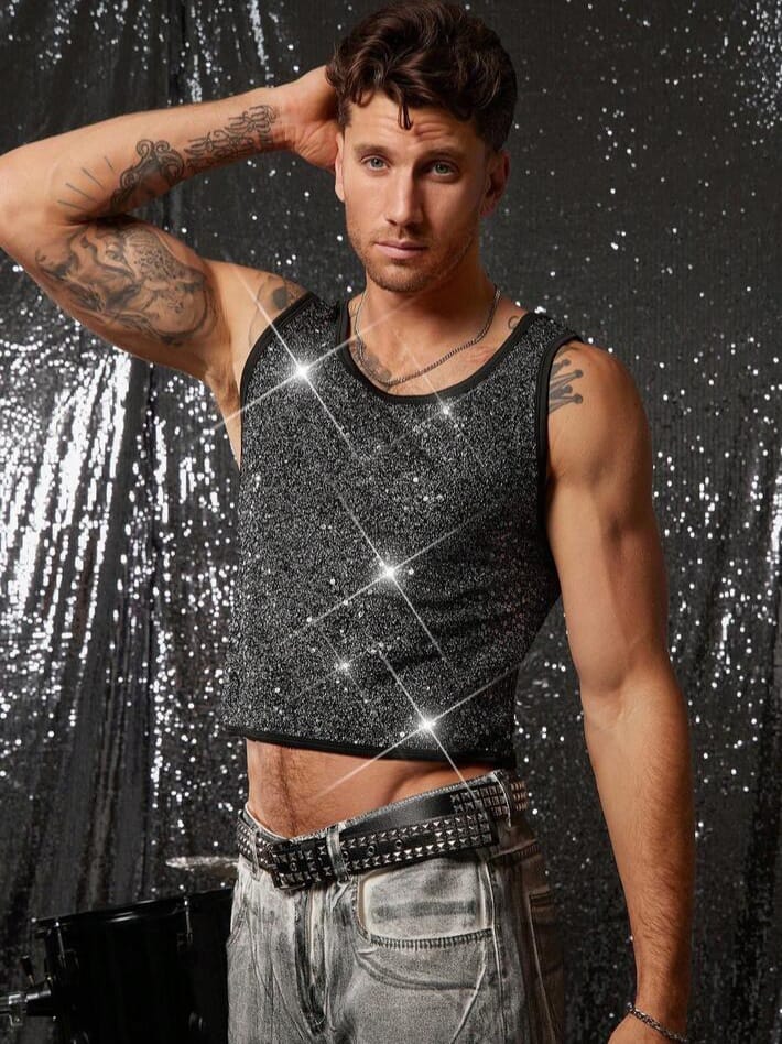 Crystal City Mans Knitted Fashionable Casual Loose Tank Top ,